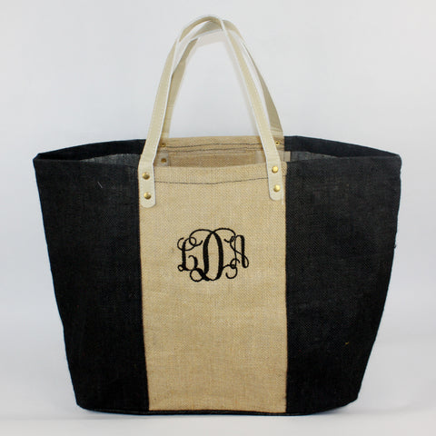 Bag - Color Block Jute Tote