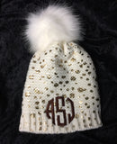 Golden Dots Knit Pom Pom Beanie