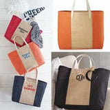 Bag - Color Block Jute Tote