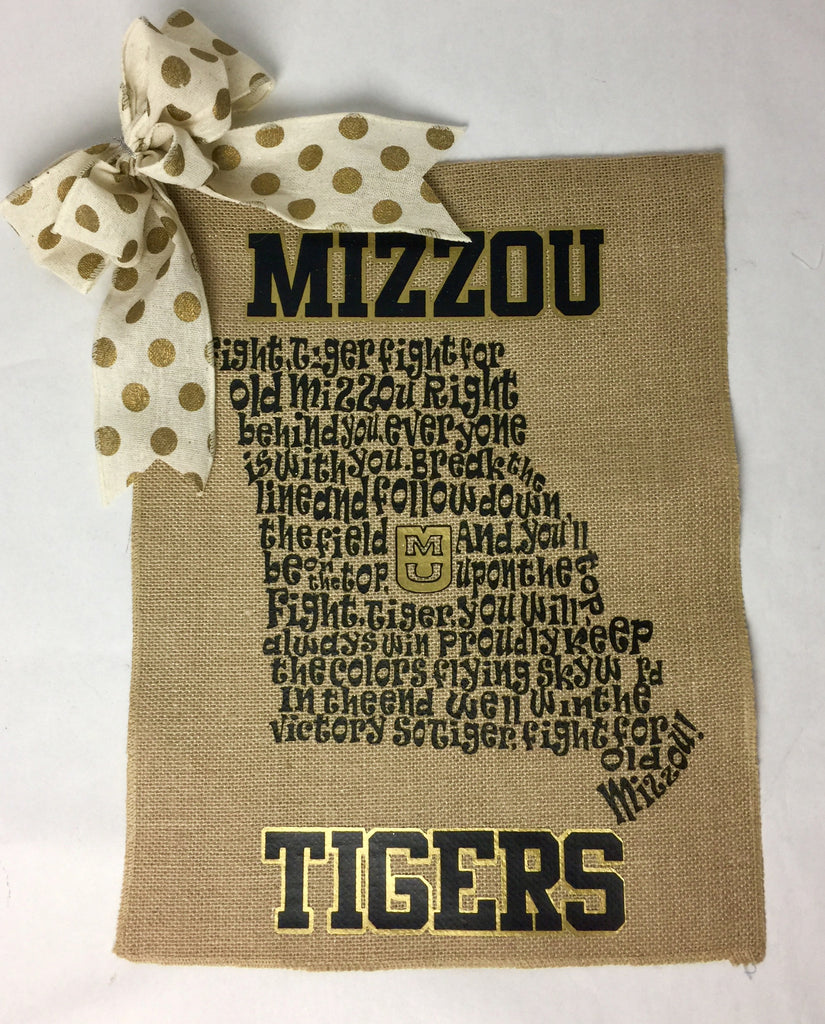 Mizzou Fight Song Burlap Garden Flag