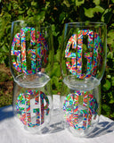 Wine Glass - Acrylic - Stemless - Lily Pulitzer Print