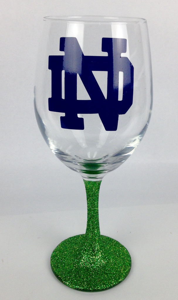 Wine Glass - Glittered Sports Fan Glass