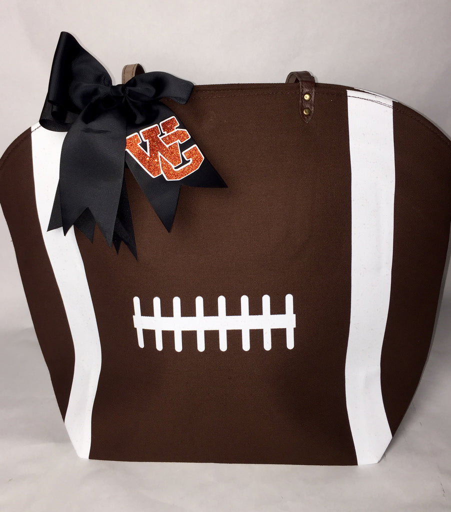 Monogrammed Football Tote Bag